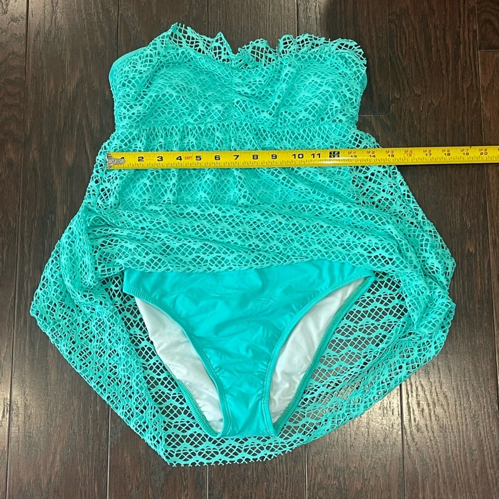 Nautica Absolutely Shore Soft Cup Bandeau Swim Dress Turquoise Size 6